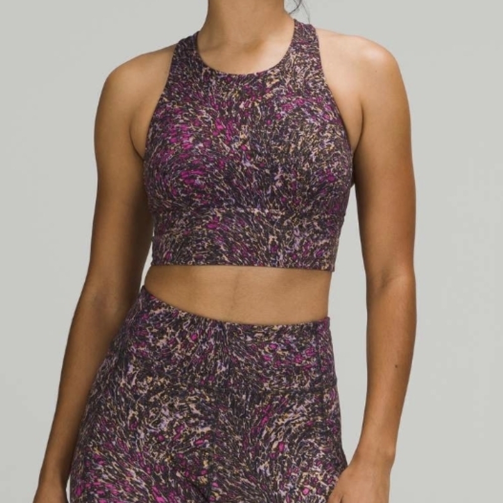 Lululemon Wunder Train Long-line Bra Medium Support In Topography Multi Size 8